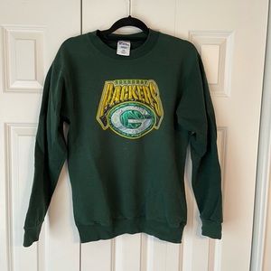 Vintage 90s Green Bay Packers Pro Player Green Crewneck Sweatshirt Size Small